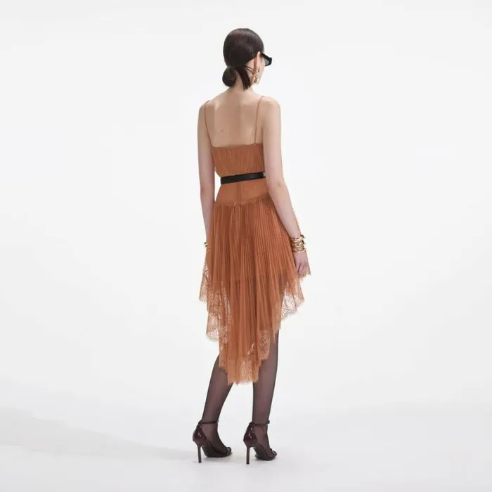 Self Portrait Dresses Tan Dot Mesh Mini Dress 8211 Women