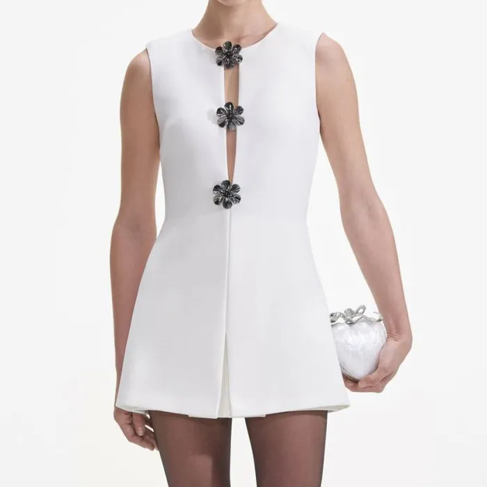 Self Portrait Dresses White Crepe Playsuit 8211 Women