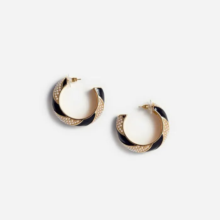 Self Portrait Earrings Black And Gold Pearl Hoop Earrings 8211 Women