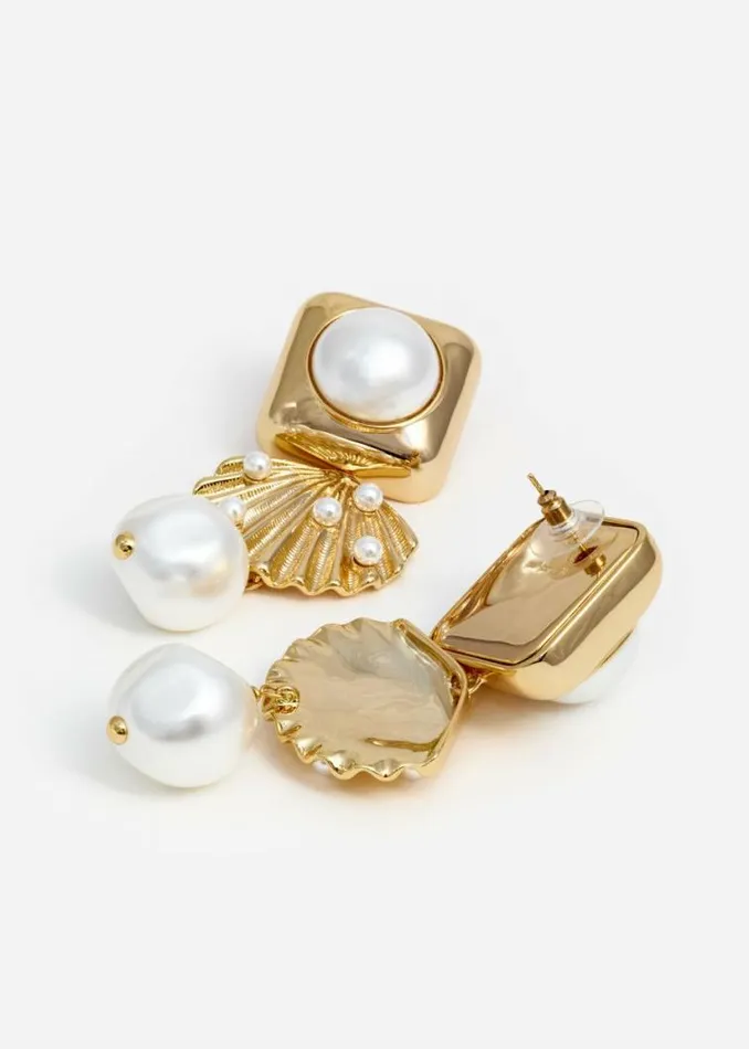 Self Portrait Earrings Gold Pearl Shell Earrings 8211 Women