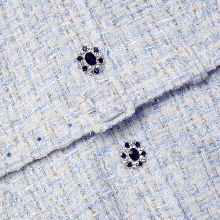 Self Portrait Exclusives Blue Boucle Sleeveless Mini Dress 8211 Women