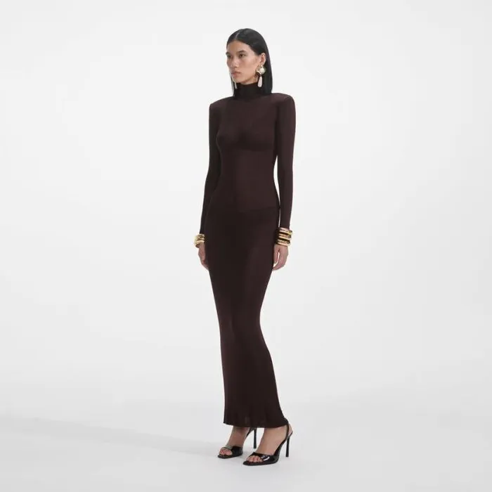 Self Portrait Exclusives Brown Viscose Knit Maxi Dress 8211 Women