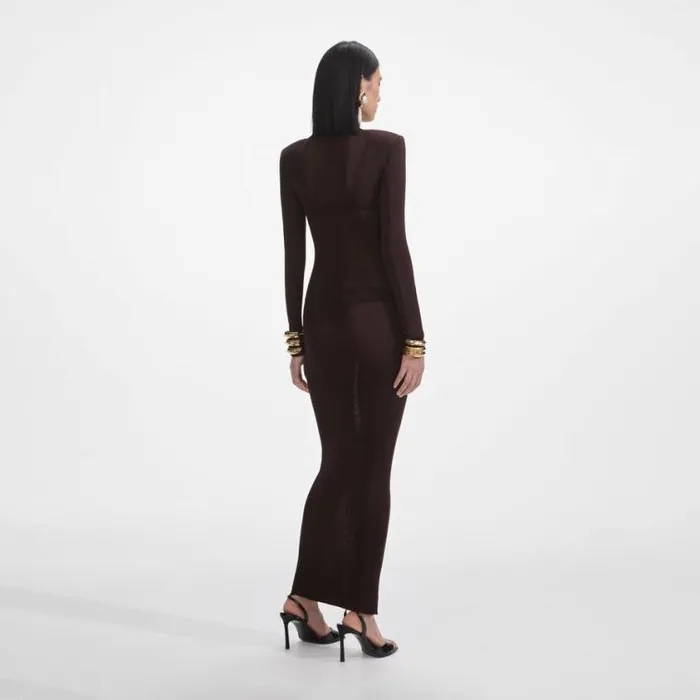 Self Portrait Exclusives Brown Viscose Knit Maxi Dress 8211 Women