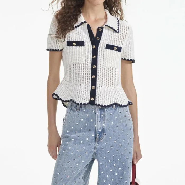 Self Portrait Exclusives Cream Crochet Top 8211 Women