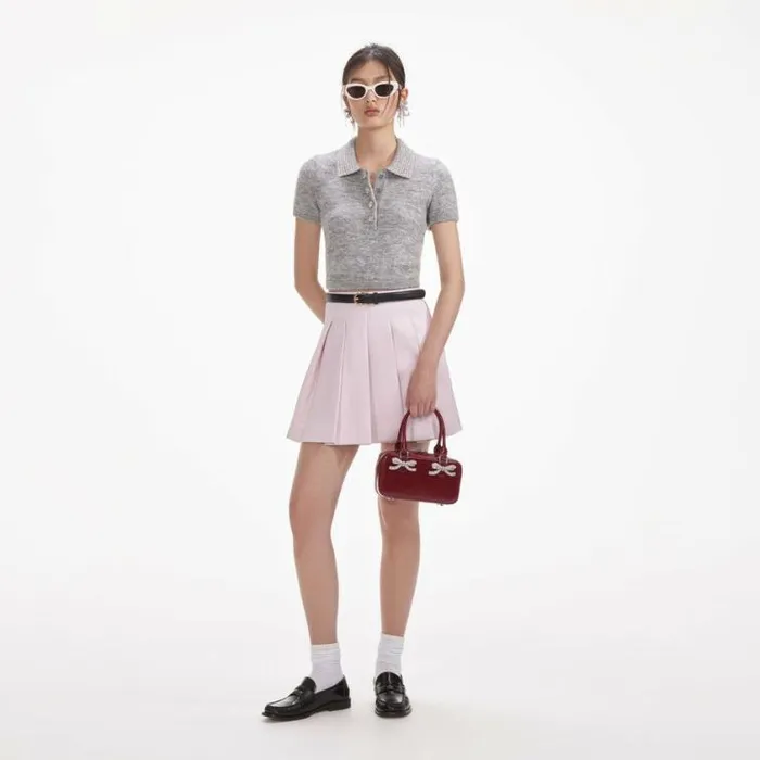 Self Portrait Exclusives Grey Melange Diamante Knit Top 8211 Women