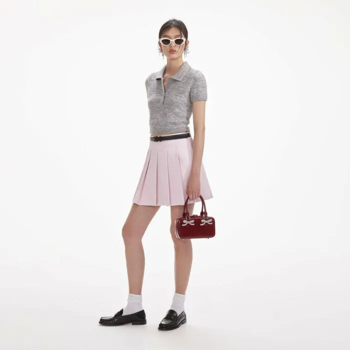 Self Portrait Exclusives Grey Melange Diamante Knit Top 8211 Women