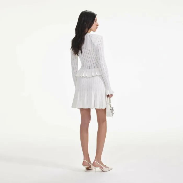 Self Portrait Icons White Knit Peplum Mini Dress 8211 Women