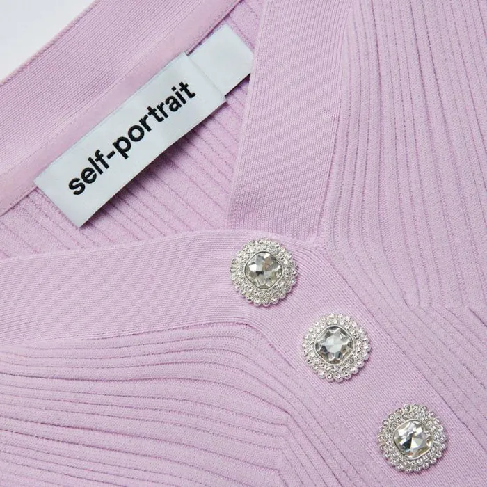 Self Portrait Knitwear Pink Ribbed Knit Mini Dress 8211 Women