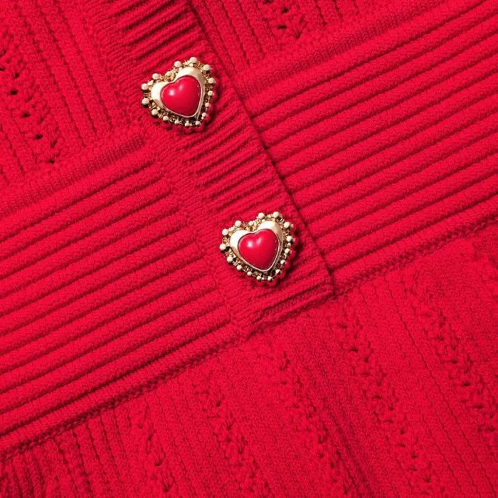 Self Portrait Knitwear Red Pointelle Knit Mini Dress 8211 Women