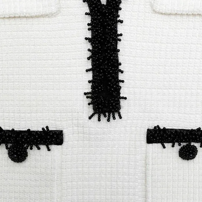Self Portrait Knitwear White Pearl Trim Knit Mini Dress 8211 Women