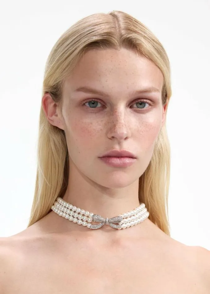 Self Portrait Necklaces Pearl Bow Choker 8211 Women