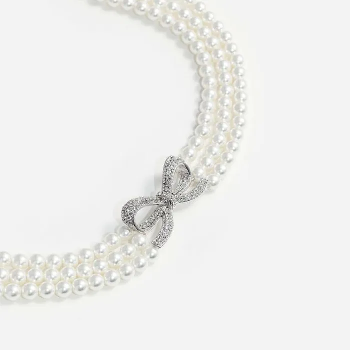 Self Portrait Necklaces Pearl Bow Choker 8211 Women