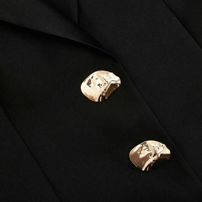 Self Portrait Outerwear Black Taffeta Blazer 8211 Women