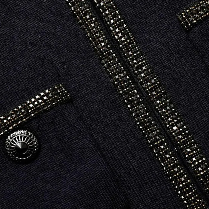 Self Portrait Outerwear Navy Embellished Knit Cardigan 8211 Women