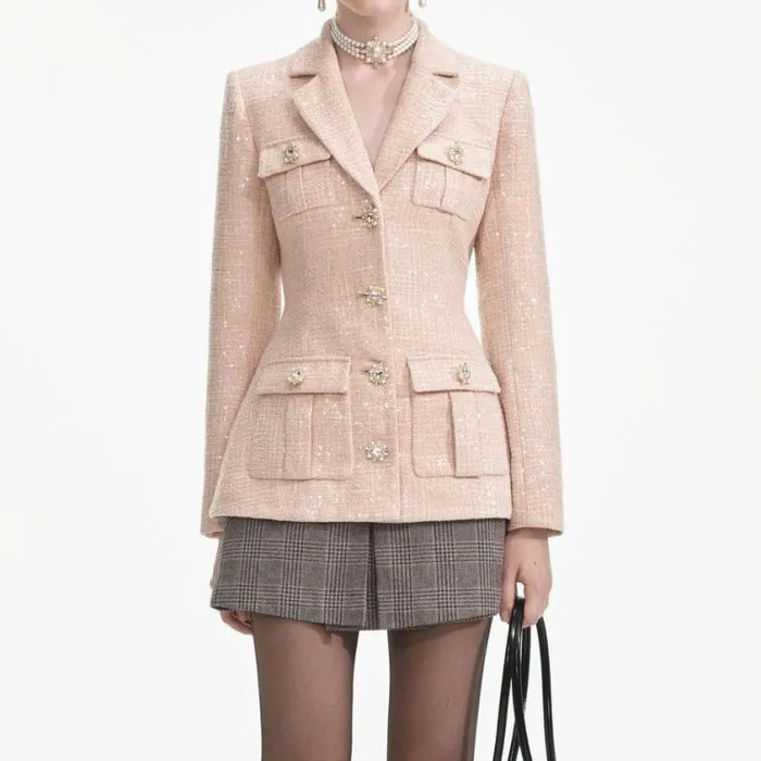 Self Portrait Outerwear Sequin Boucle Jacket 8211 Women