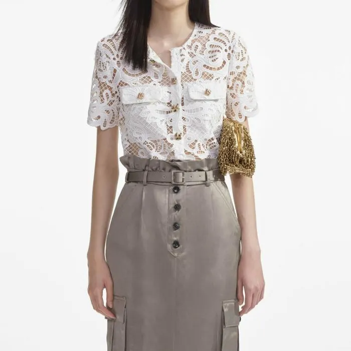 Self Portrait Tops White Guipure Lace Top 8211 Women