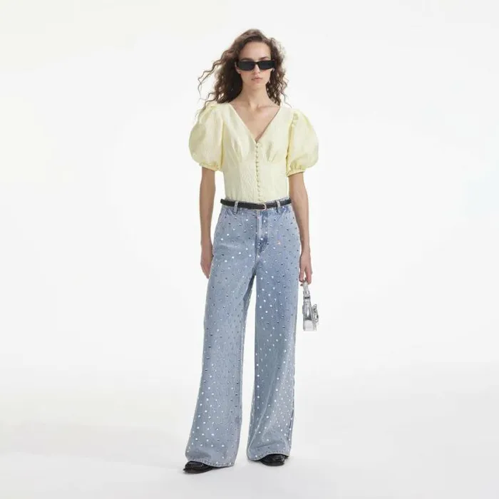 Self Portrait Tops Yellow Jacquard Top 8211 Women