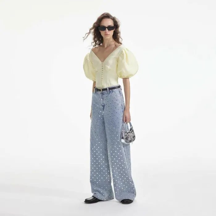 Self Portrait Tops Yellow Jacquard Top 8211 Women