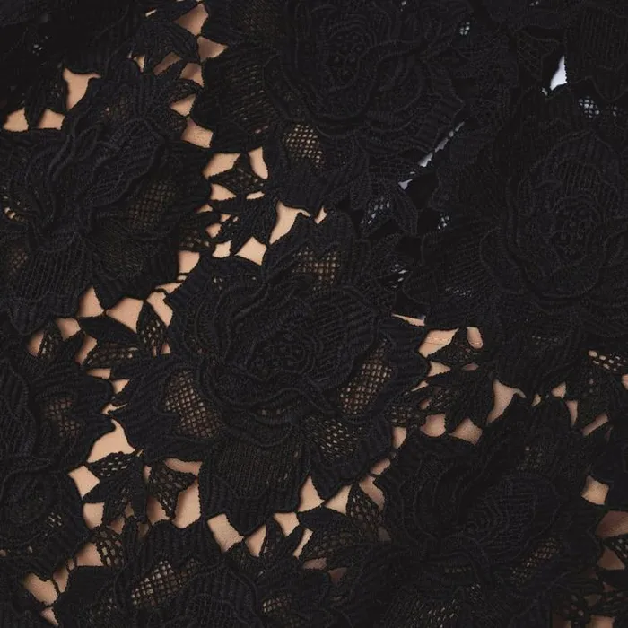 Self Portrait Wedding Guest Black Flower Lace Midi Dress 8211 Women