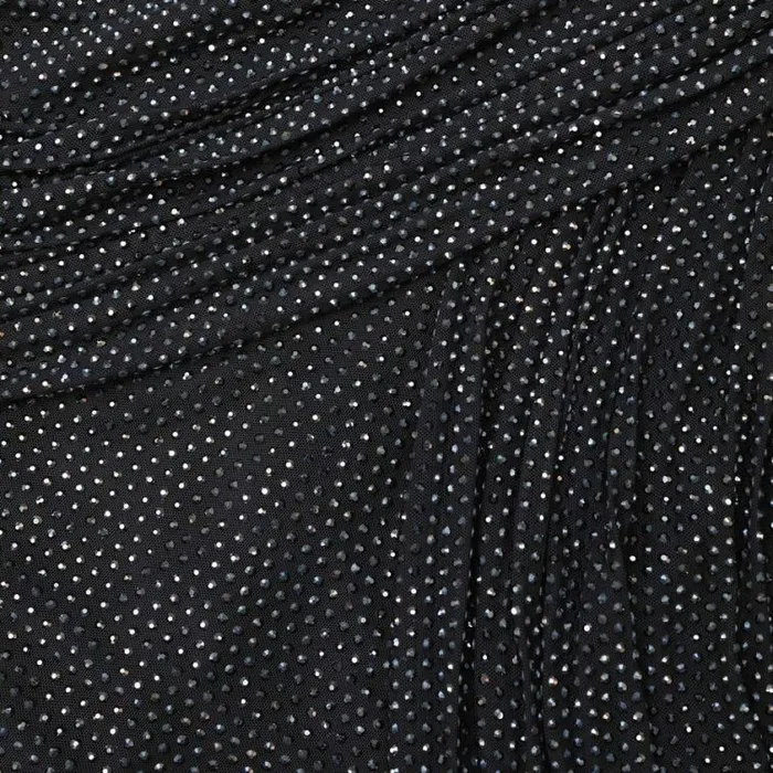 Self Portrait Wedding Guest Black Rhinestone Mesh Midi Dress 8211 Women