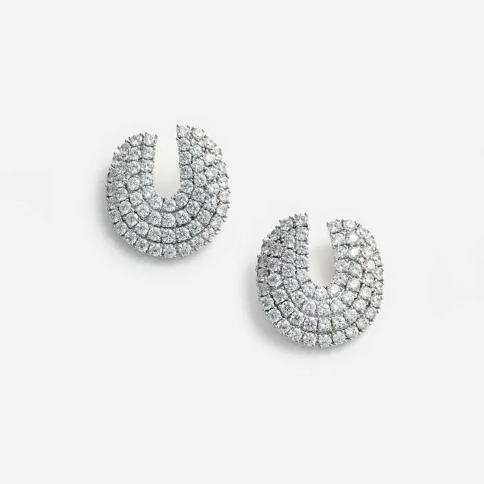 Self Portrait Wedding Guest Crystal Curved Earrings 8211 Women
