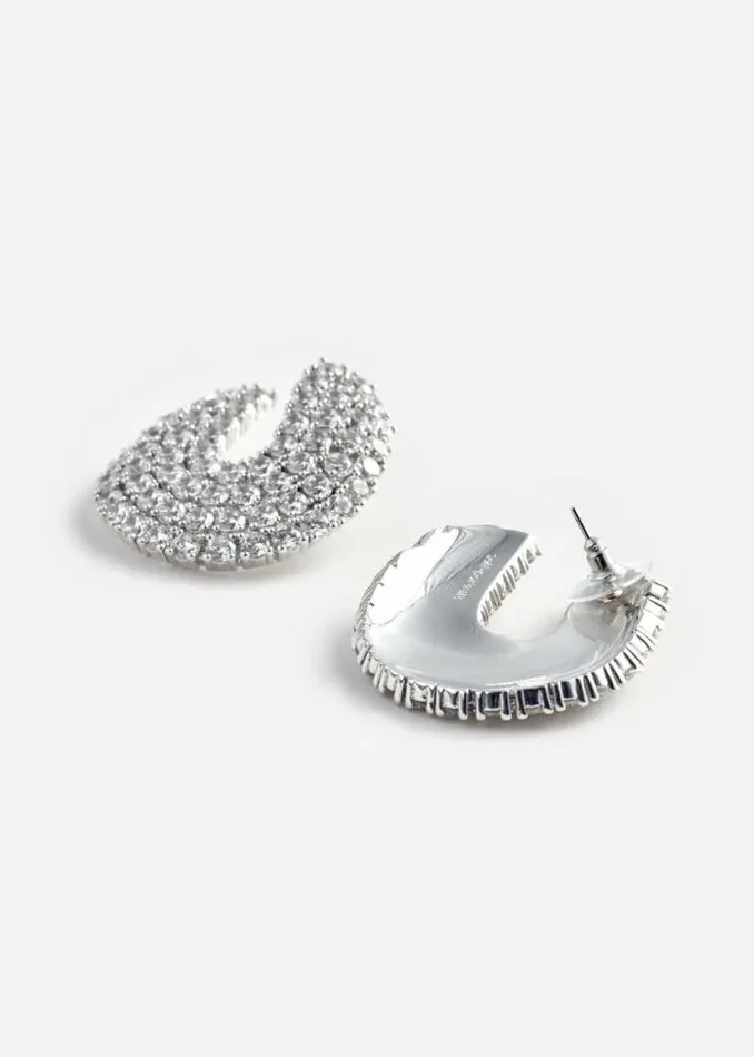 Self Portrait Wedding Guest Crystal Curved Earrings 8211 Women