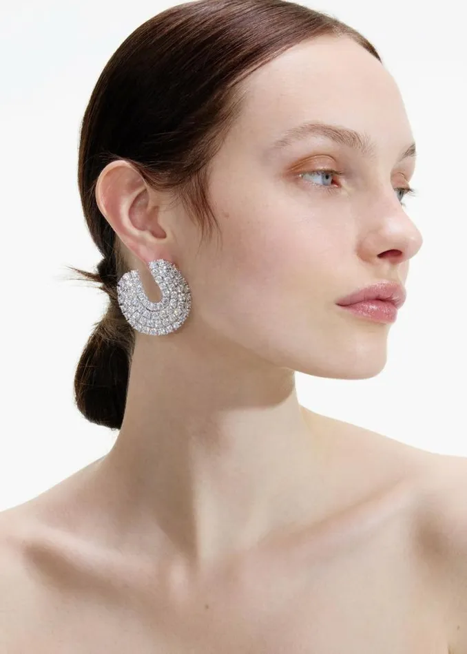 Self Portrait Wedding Guest Crystal Curved Earrings 8211 Women