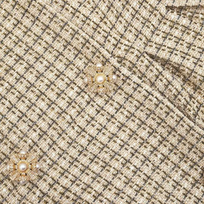 Self Portrait Wedding Guest Gold Boucle Open Neck Mini Dress 8211 Women