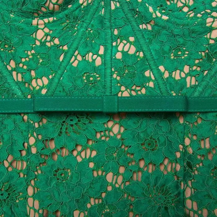 Self Portrait Wedding Guest Green Fine Lace Midi Dress 8211 Women
