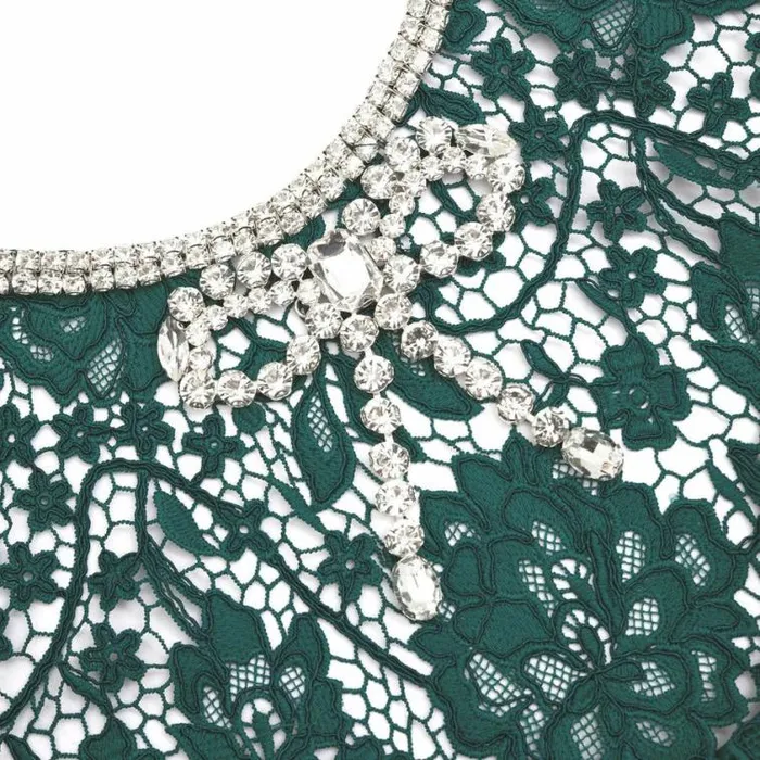 Self Portrait Wedding Guest Green Lace Diamante Bow Midi Dress 8211 Women