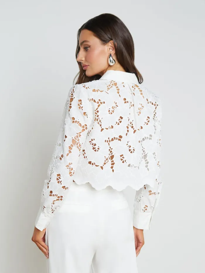 Seychelle Lace Cropped Blouse White Women L039Agence Blouses and Tops Seychelle Lace Cropped Blouse White Women L039Agence Blouses and Tops