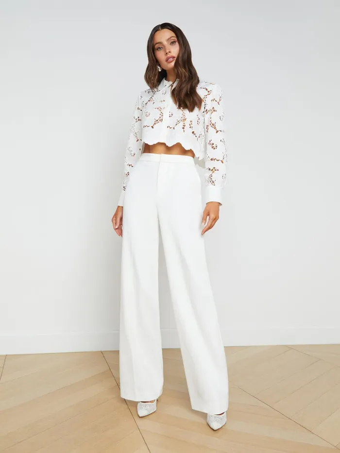 Seychelle Lace Cropped Blouse White Women L039Agence Blouses and Tops Seychelle Lace Cropped Blouse White Women L039Agence Blouses and Tops