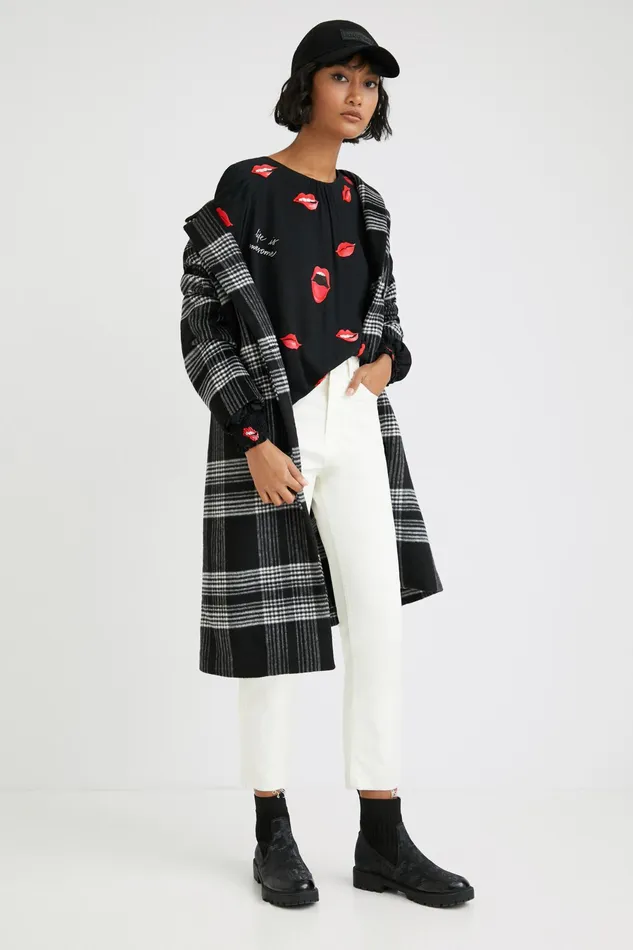 Sheer Blouse With Mouths Women Desigual Tops and Shirts