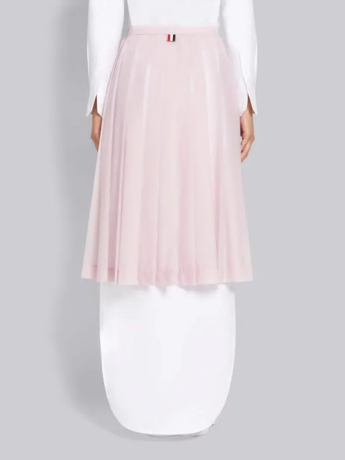 Sheer Nylon Ripstop Below The Knee Pleated Wrap Skirt Light Pink Women Thom Browne Sweats