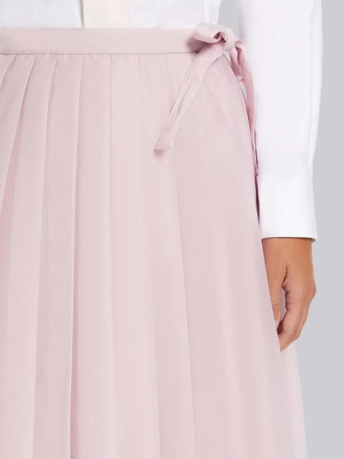 Sheer Nylon Ripstop Below The Knee Pleated Wrap Skirt Light Pink Women Thom Browne Sweats