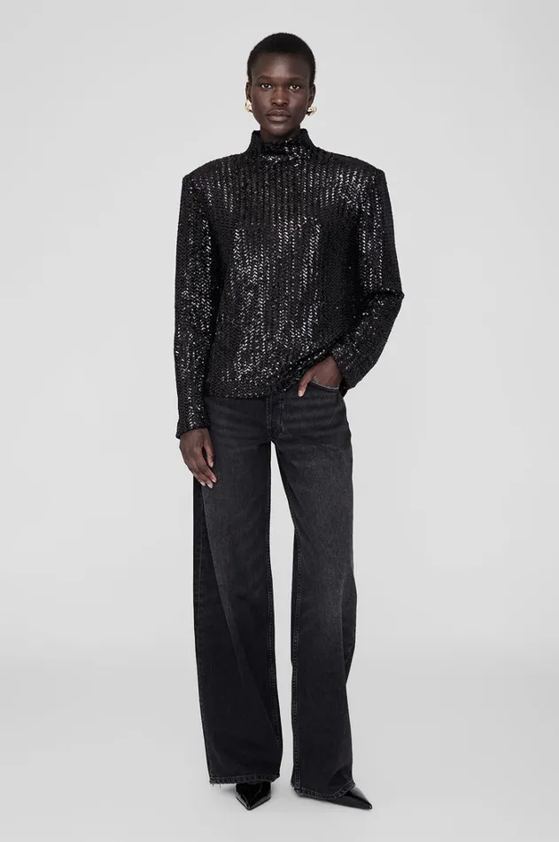 Shirts Women ANINE BING Josephine Top 8211 Black Sequin