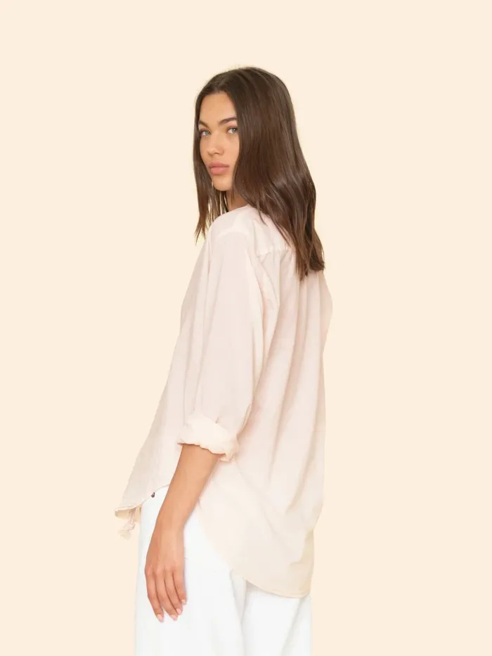 Shirts XRENA Women Cream Peach Beau Shirt Shirts XRENA Women Cream Peach Beau Shirt
