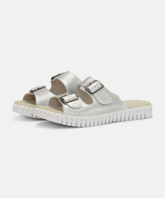 Shoes Ilse Jacobsen Tulip Flats Sandals 8211 Silver