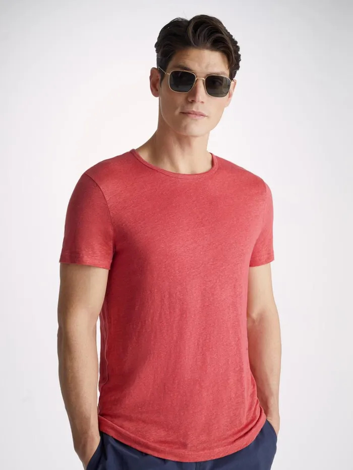 Short Sleeve TShirts Men Derek Rose TShirt Jordan Linen Soft Red