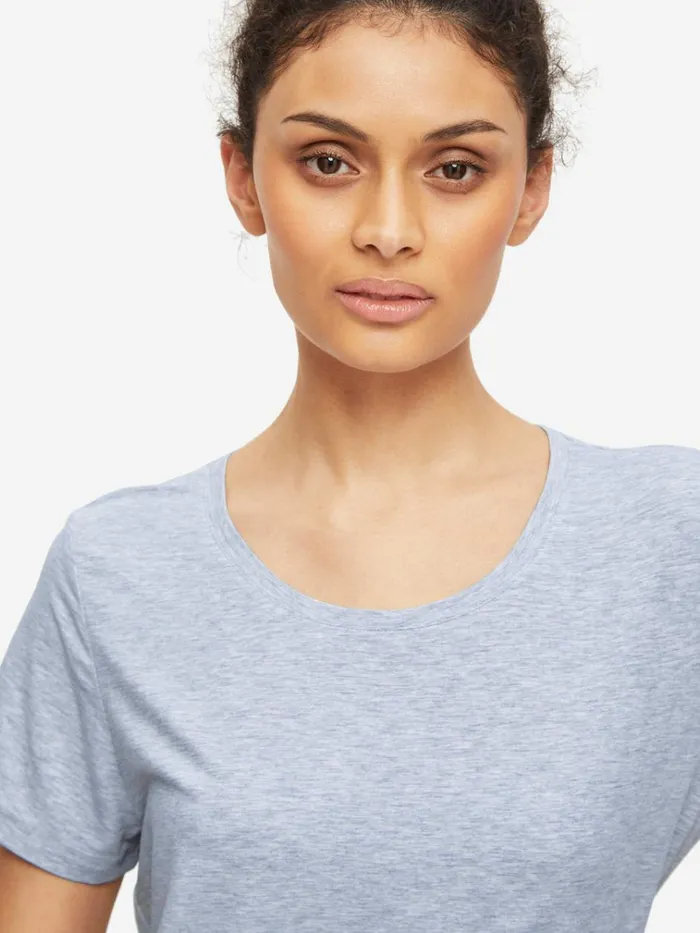 Short Sleeve TShirts Women Derek Rose TShirt Ethan Micro Modal Stretch Light Blue Marl Short Sleeve TShirts Women Derek Rose TShirt Ethan Micro Modal Stretch Light Blue Marl