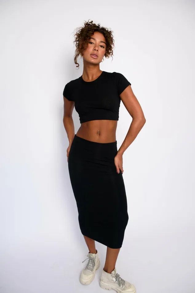 Skatie Basics Baby Tee Jersey Black 8211 Women