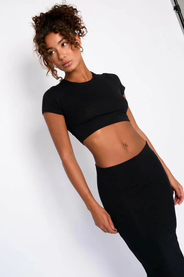 Skatie Basics Baby Tee Jersey Black 8211 Women