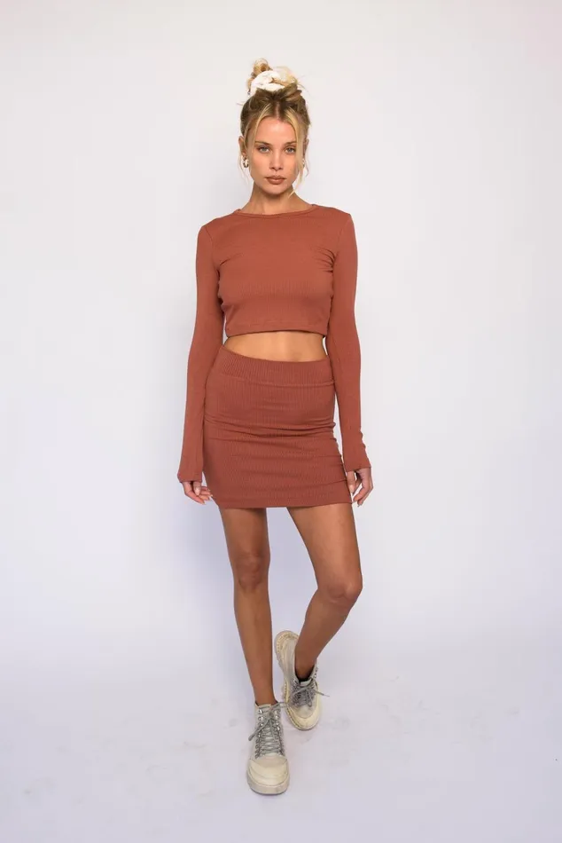 Skatie Basics Erica Top Ribbed Dune 8211 Women
