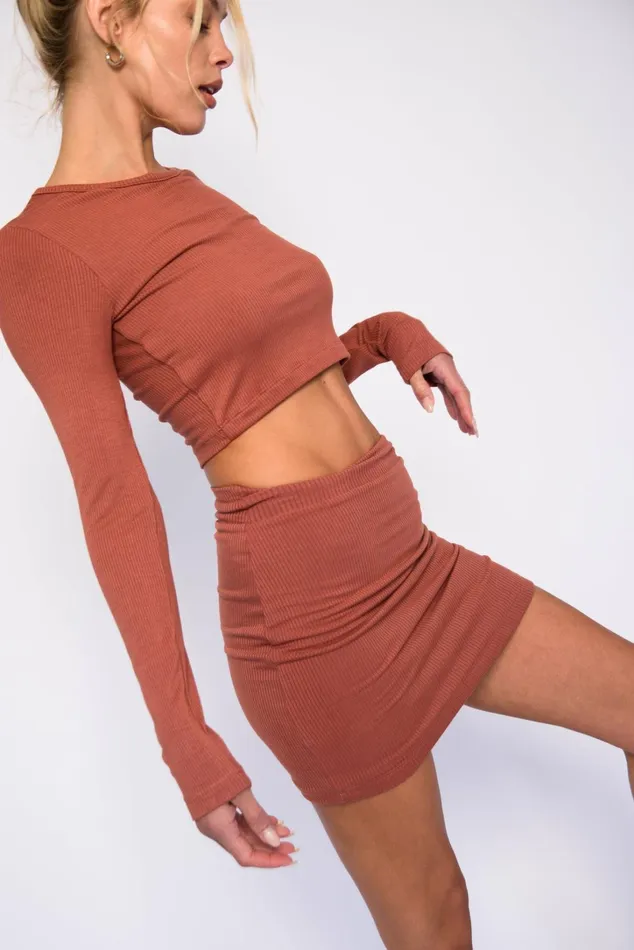 Skatie Basics Erica Top Ribbed Dune 8211 Women