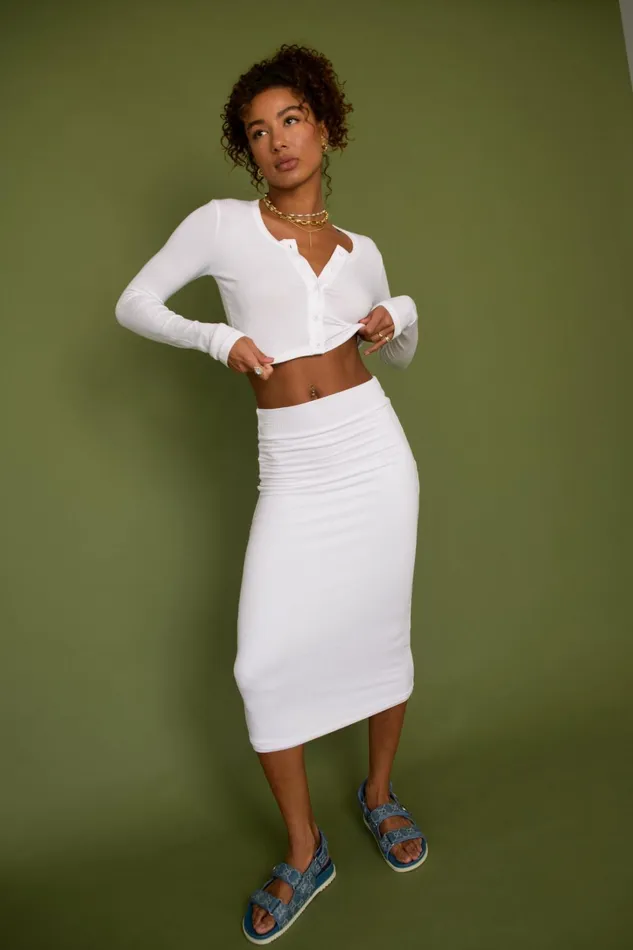 Skatie Bottoms Serena Skirt Ribbed 8211 White Serena Skirt Ribbed 8211 White 8211 Women