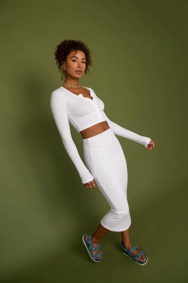 Skatie Bottoms Serena Skirt Ribbed 8211 White Serena Skirt Ribbed 8211 White 8211 Women