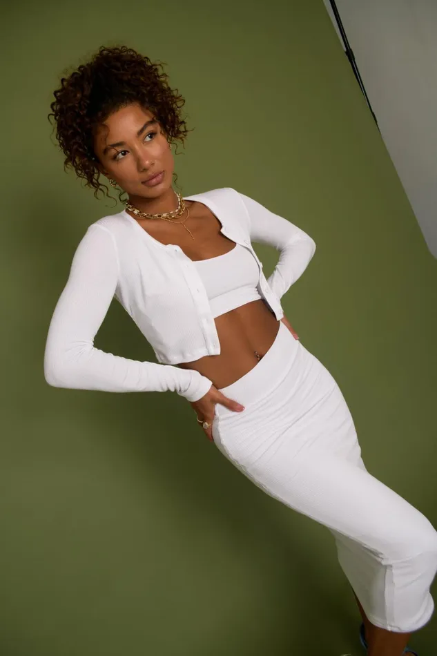 Skatie Bottoms Serena Skirt Ribbed 8211 White Serena Skirt Ribbed 8211 White 8211 Women