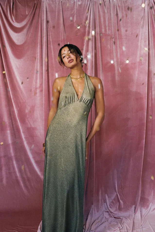 Skatie Dresses Goldie Maxi Dress Sparkle Jersey Gold Metallic 8211 Women
