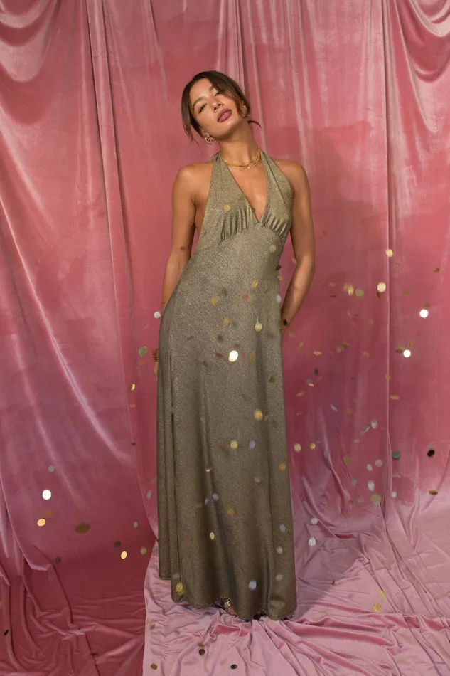 Skatie Dresses Goldie Maxi Dress Sparkle Jersey Gold Metallic 8211 Women