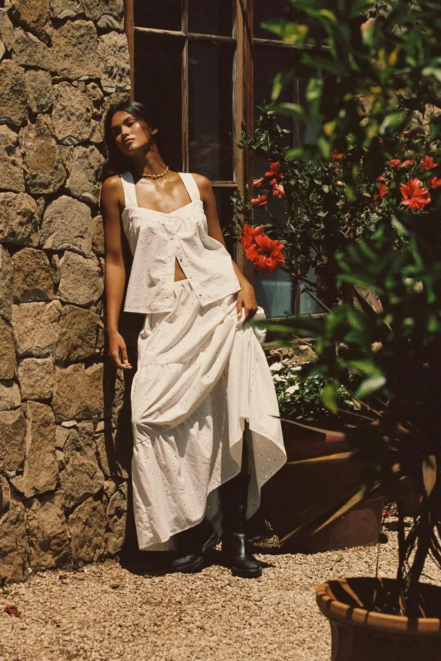 Skatie Skirts Kristina Maxi Skirt White Eyelet 8211 Women